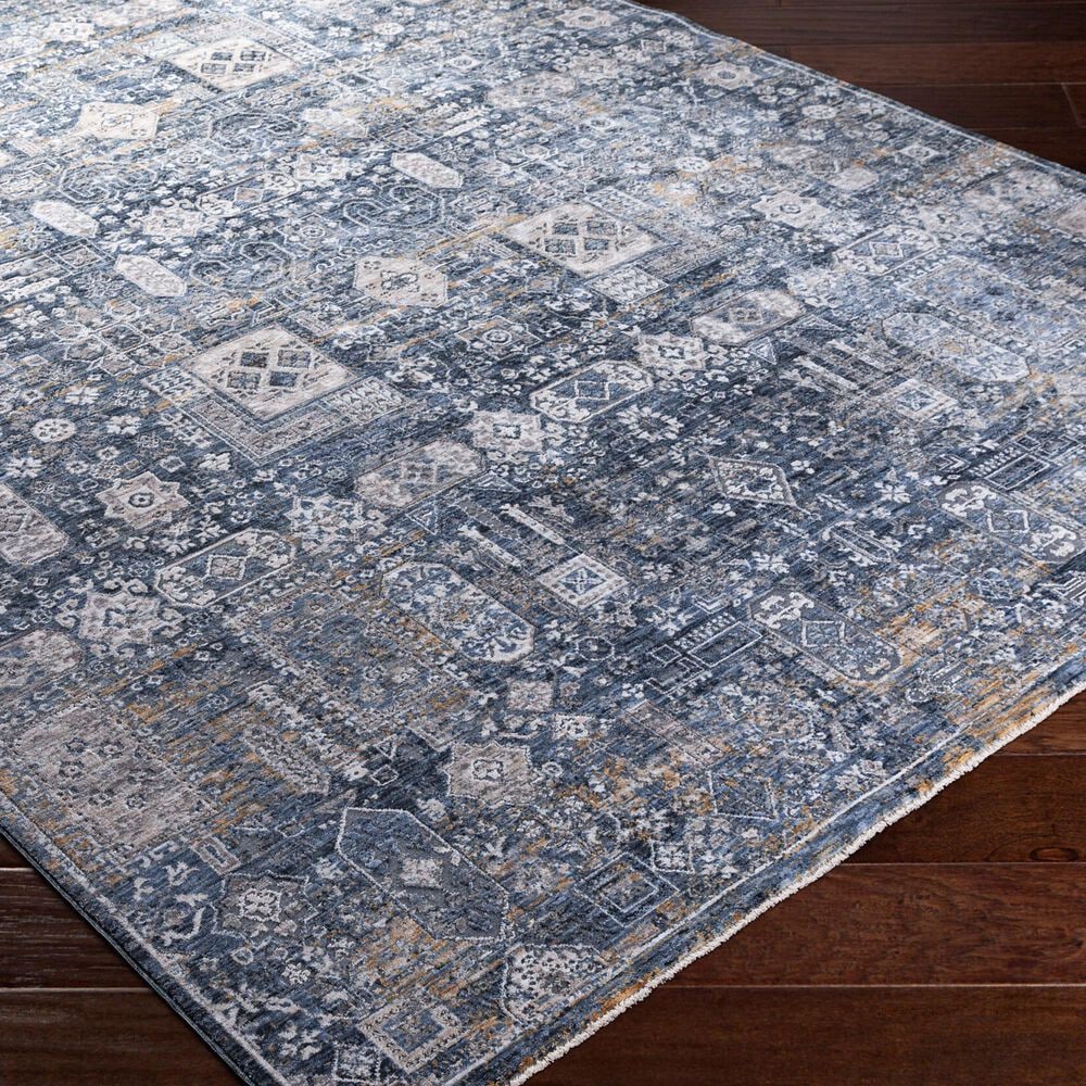 Surya Cardiff CDF-2309 Blue, Deep Teal, Medium Gray, Light Gray, Camel and Charcoal 7'10" x 10'2" Area Rug, , large