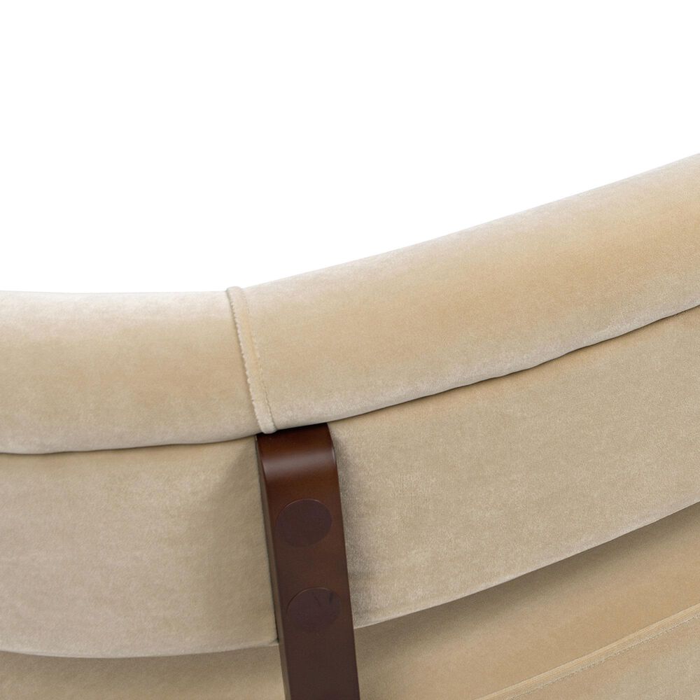 Jennifer Taylor Home Jared Bench Settee in Fawn Brown Velvet, , large