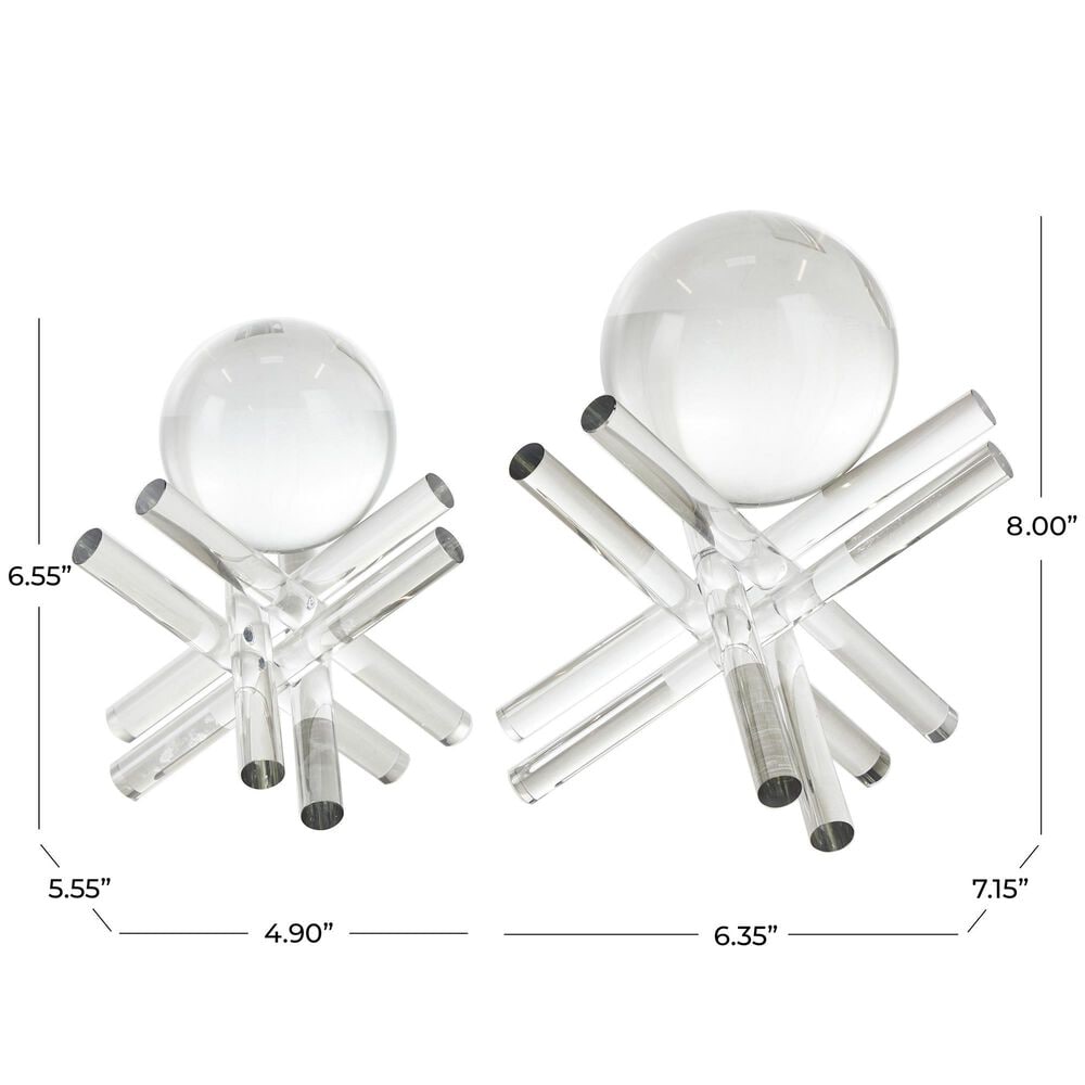 Maple and Jade Jack Decorative Sculpture with Resting Orb in Clear &#40;Set of 2&#41;, , large