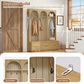 GigaCloud Wooden Hall Tree with Arched Design and Drawers in Natural and Oak, , large