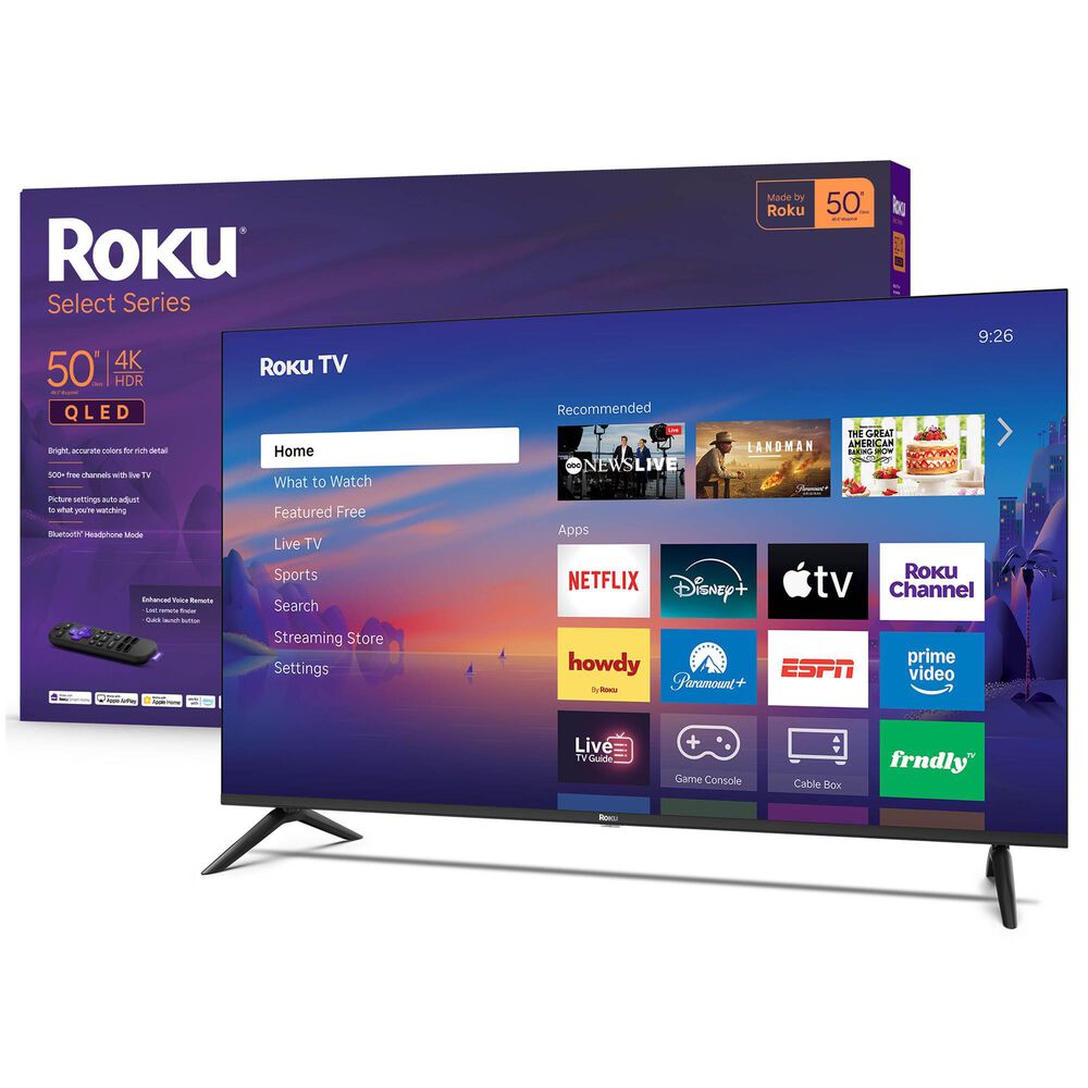 Roku 50" Class Select Series 4K QLED in Black - Smart TV, , large