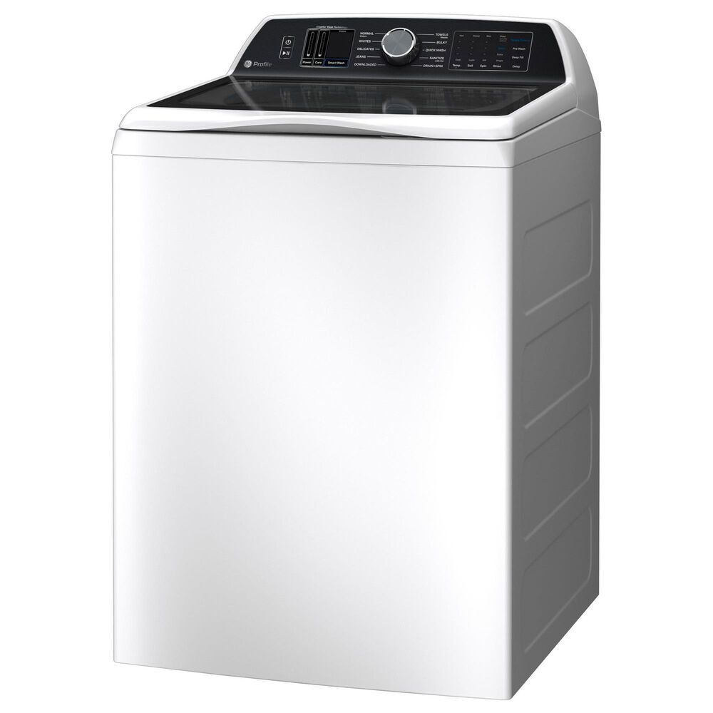 GE Profile 5.3 Cu. Ft. Top Load Washer with Agitator and 7.4 Cu. Ft. Smart Gas Dryer with Sanitize Cycle and Sensor Dry in White, , large