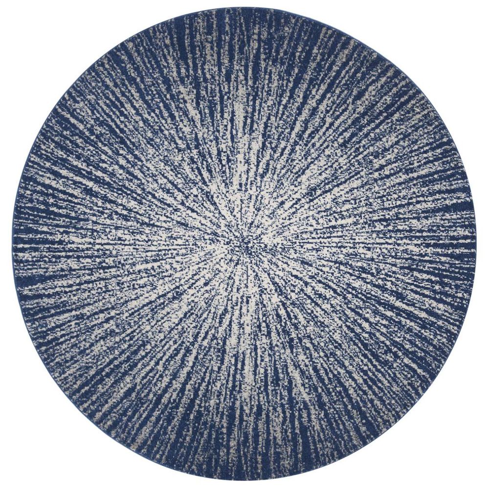 Safavieh Evoke EVK228N 6"7" Round Navy and Ivory Area Rug, , large