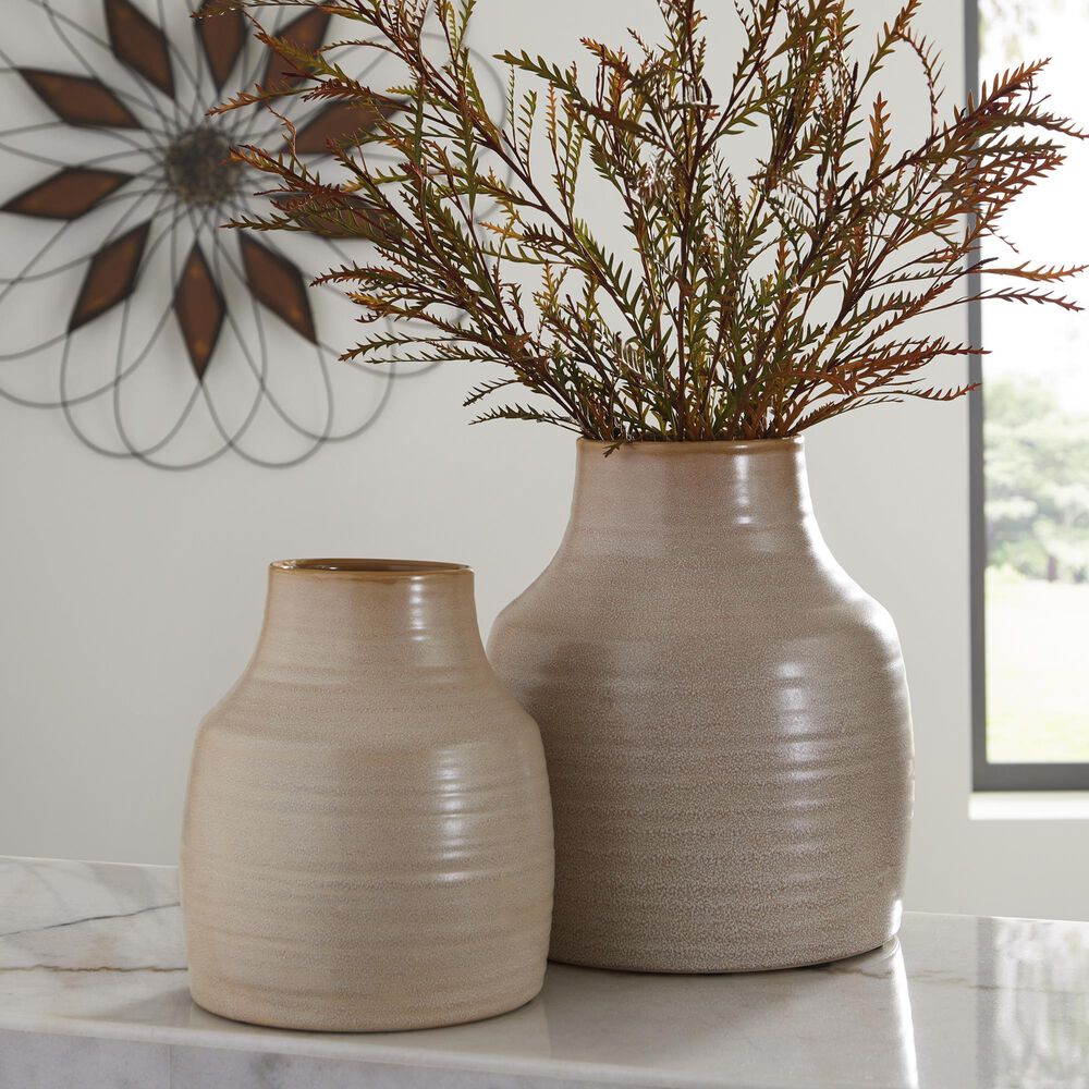 Ashley Millcott 9&quot; Vase in Tan, , large