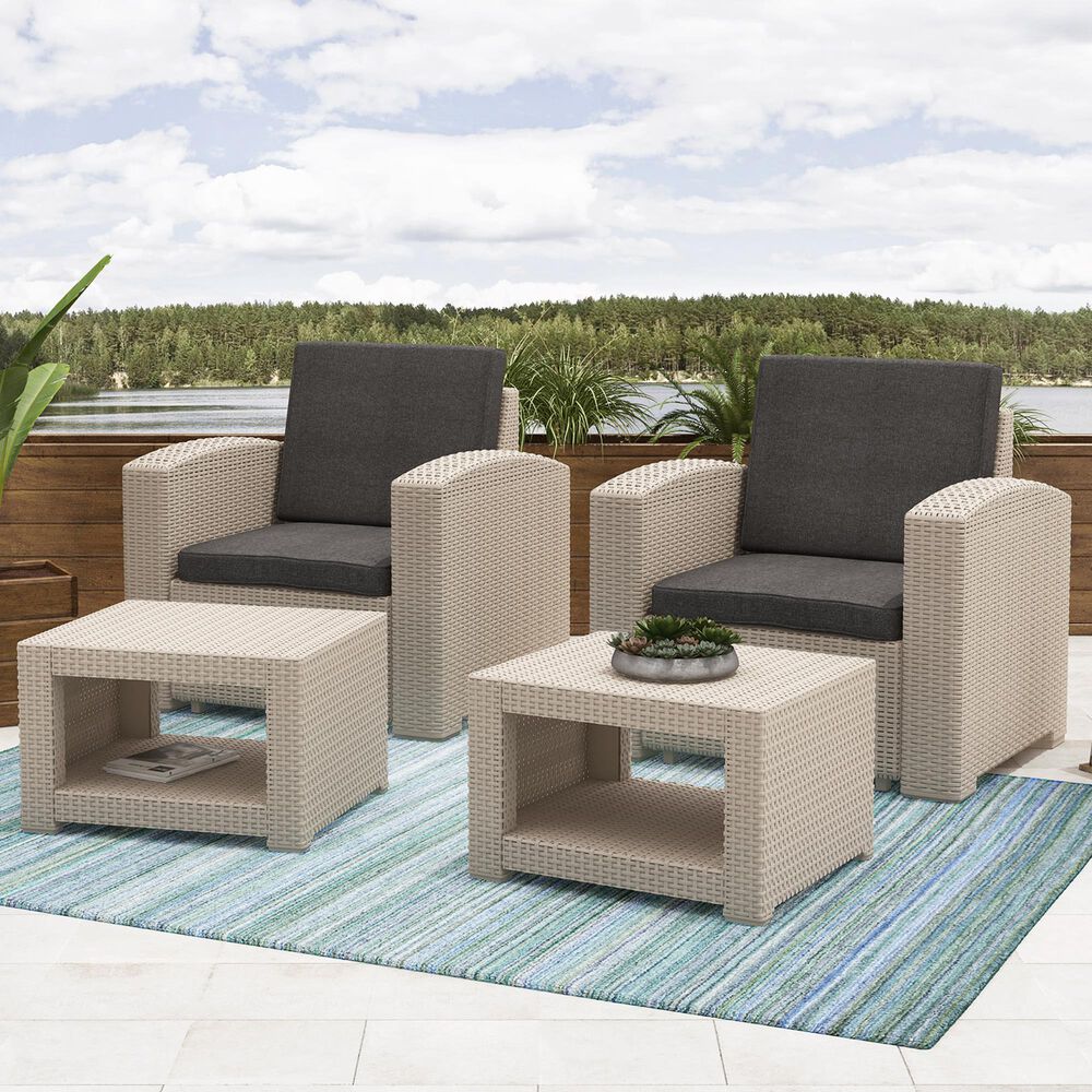 CorLiving Adelaide 4-Piece Patio Chat Set in Dark Gray, , large
