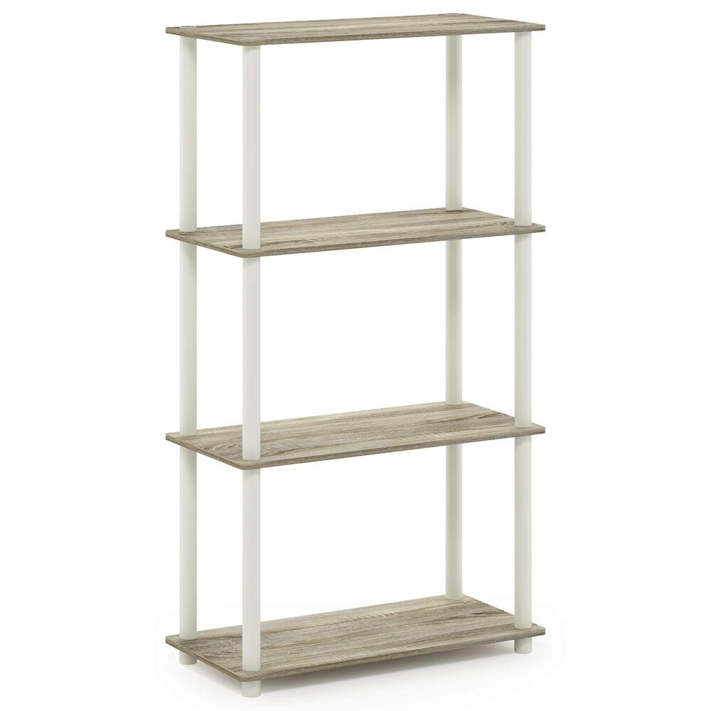 HOMLUX Turn-N-Tube 4-Tier Multipurpose Shelf Display Rack in Sonoma Oak and White, , large