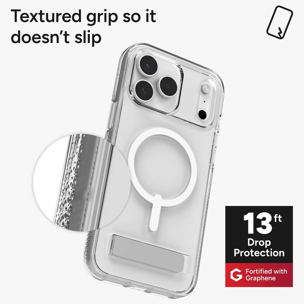 Zagg Crystal Palace Snap Case with Kickstand for Apple iPhone 17 Pro Max in Clear, , large
