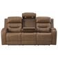 Ashley Knightington Power Reclining Sofa with Audio Seating in Caramel, , large