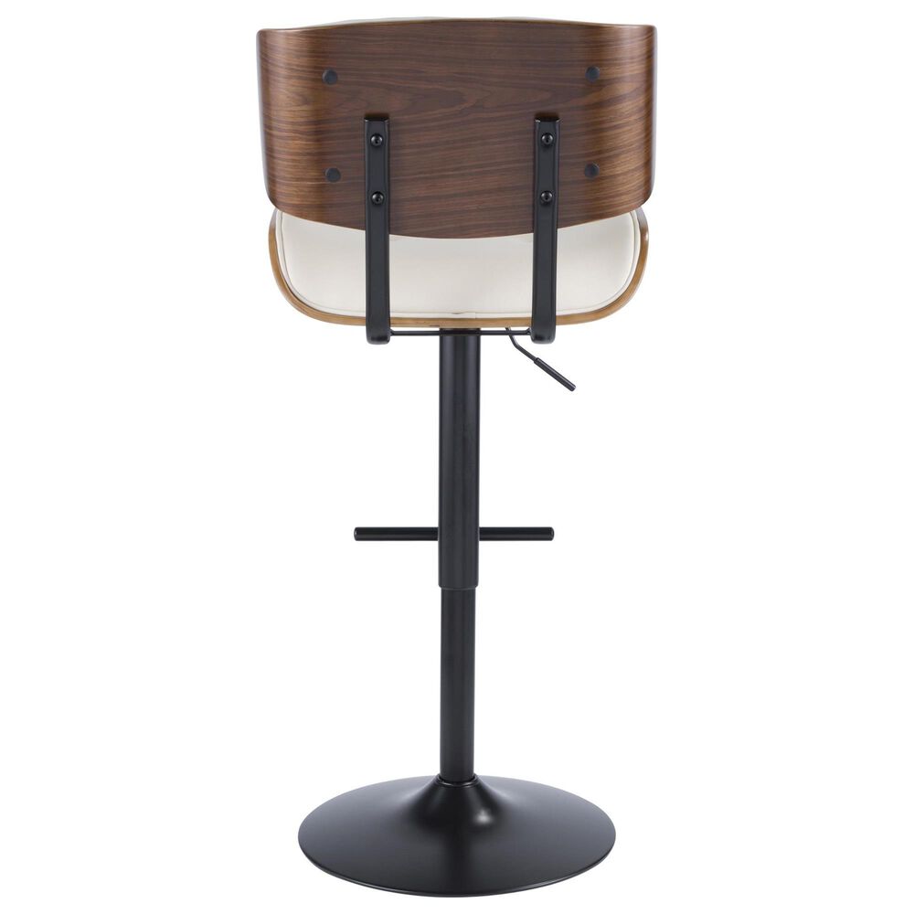 LumiSource Lombardi Swivel Adjustable Barstool with Cream Cushion in Black and Walnut, , large
