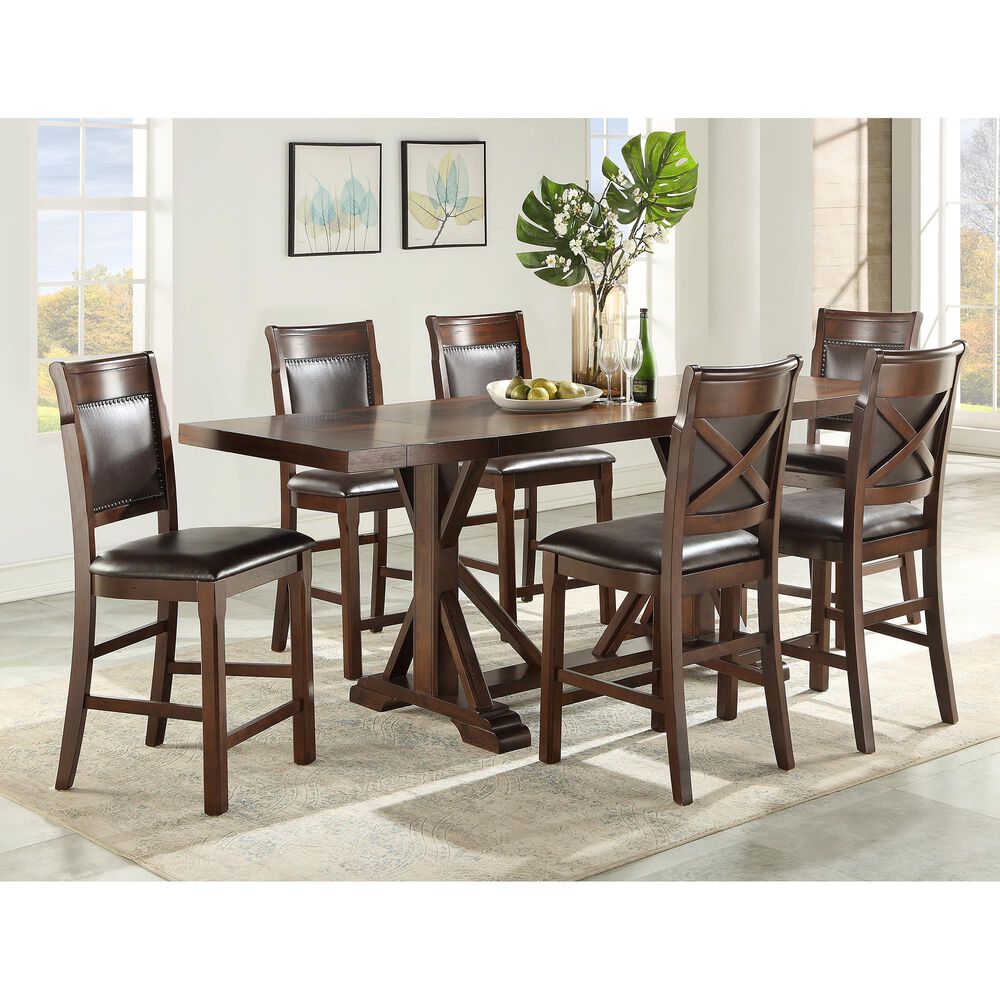 Frankfurt Furniture Dining Table and 6 Dining Side Chairs in Cherry Finish, , large