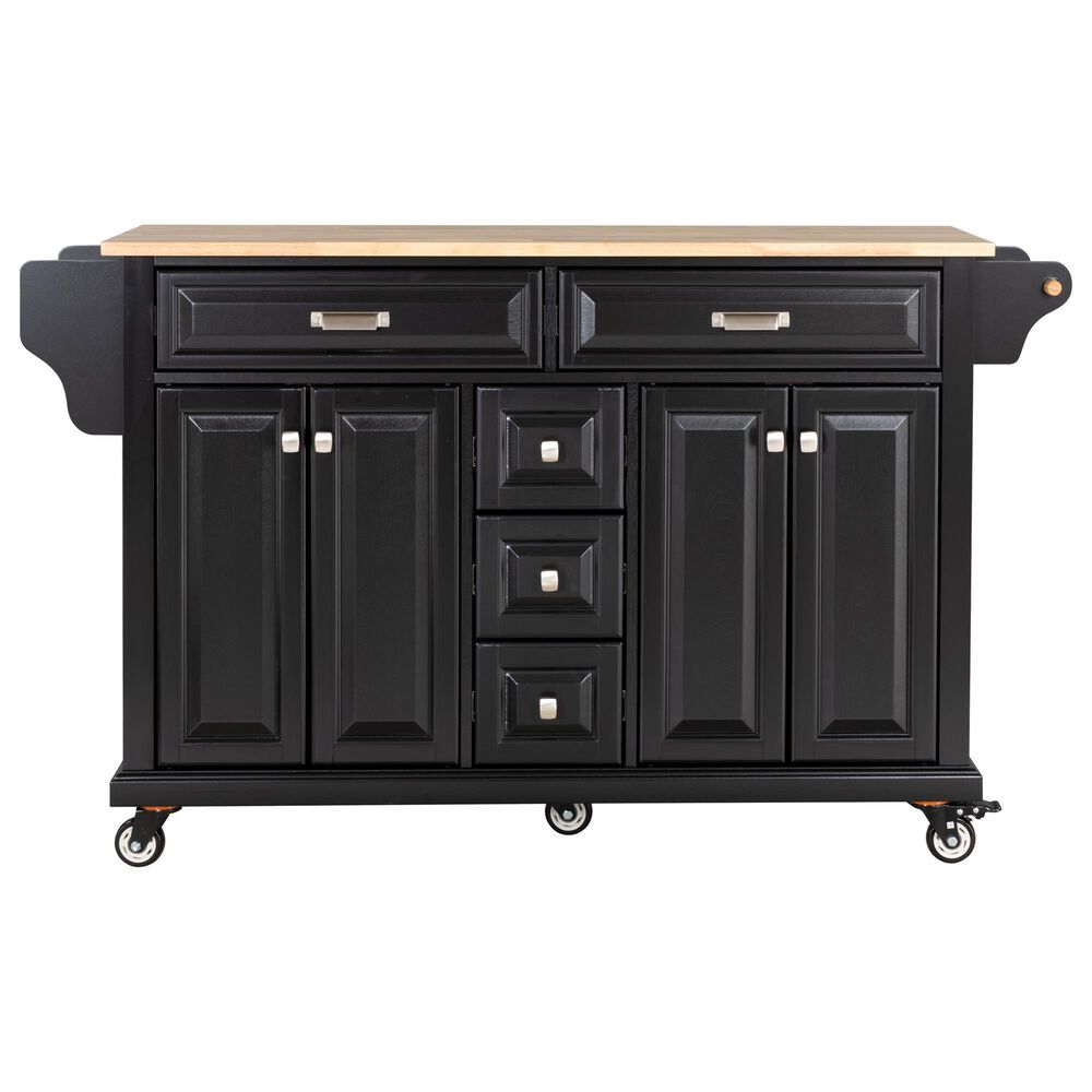 HOMLUX Kitchen Island Cart with Storage Cabinet in Black, , large