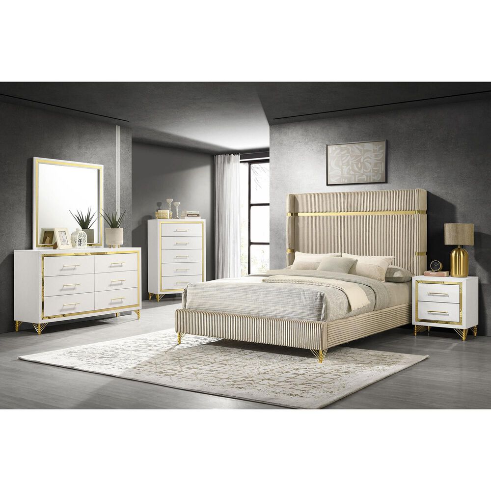 Pacific Landing Lucia 4-Piece King Bedroom Set in Beige, , large
