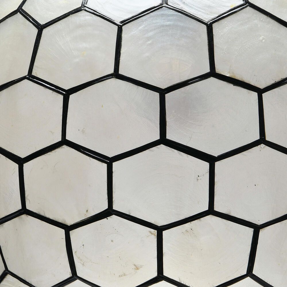 Creative Coop Simone 12" Pendant with Pearly White Shade in Black, , large