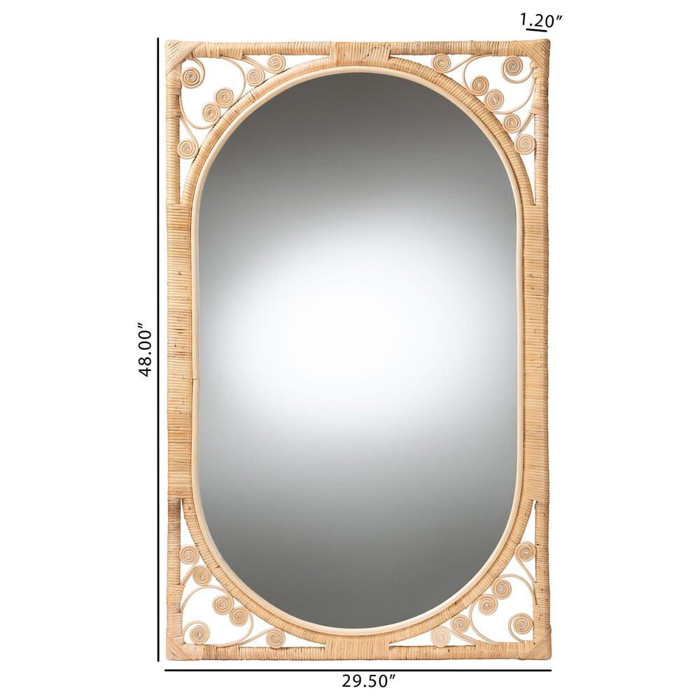bali &amp; pari Isley Rattan Accent Wall Mirror in Natural Brown, , large
