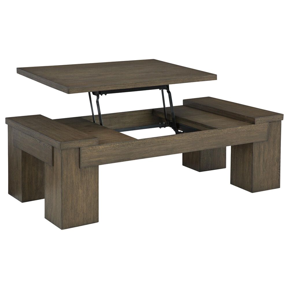 Ashley Rosswain Rectangular Lift-Top Coffee Table in Warm Brown, , large