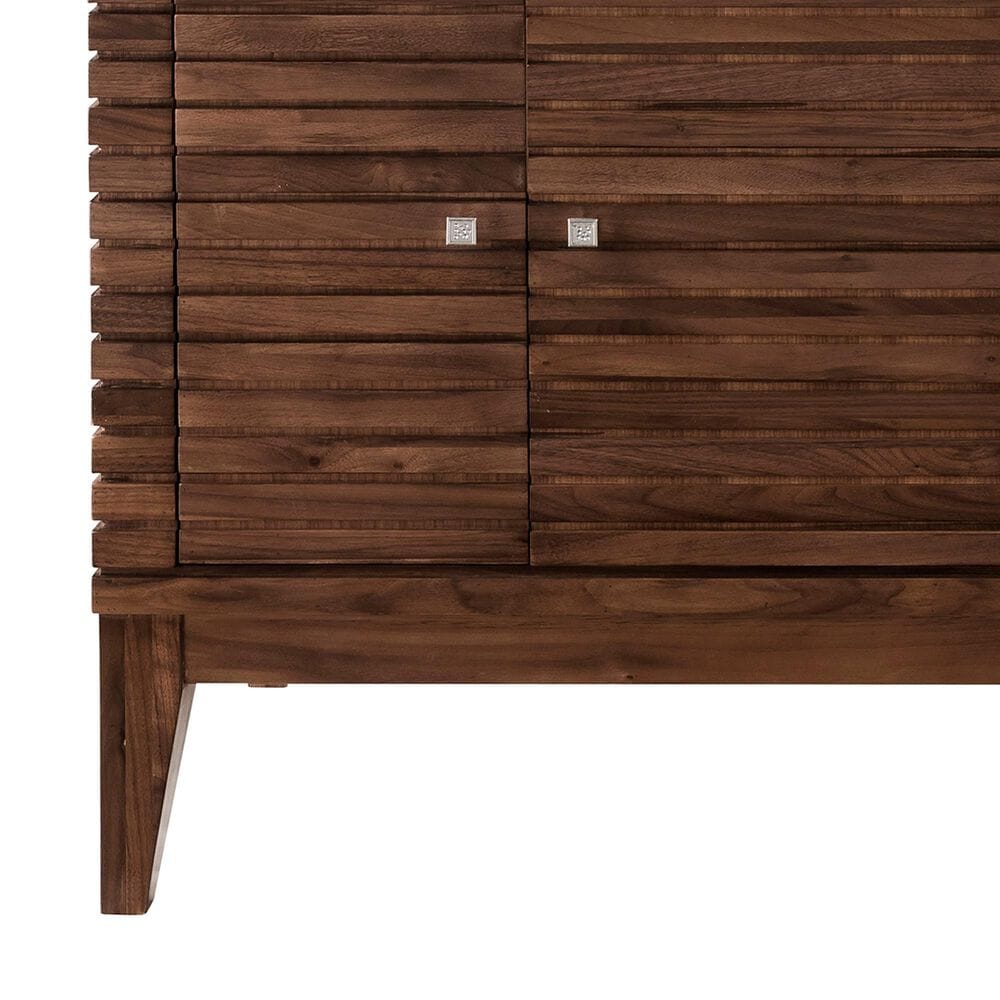 James Martin Vanities Linear 72&quot; Single Bathroom Vanity in Mid Century Walnut with 10 cm Glossy White Solid Surface Top and Rectangular Sink, , large