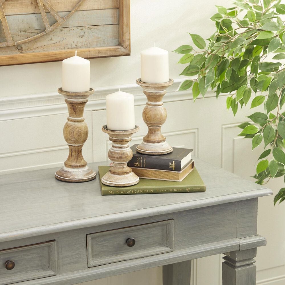 Maple and Jade 6&quot;, 8&quot;, 10&quot; Decorative Candle Holder in Light Brown &#40;Set of 3&#41;, , large