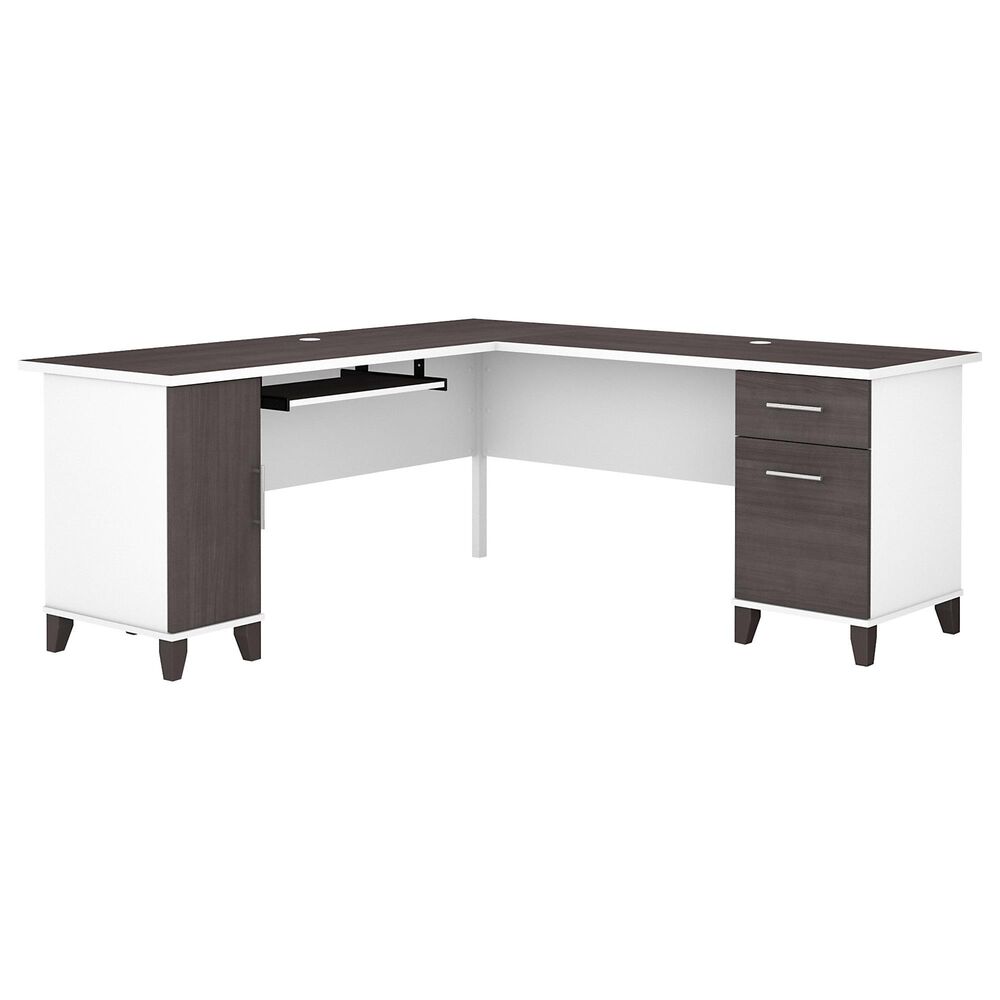 Bush Somerset 72&quot; L-Shaped Desk with Hutch in Storm Gray and White, , large