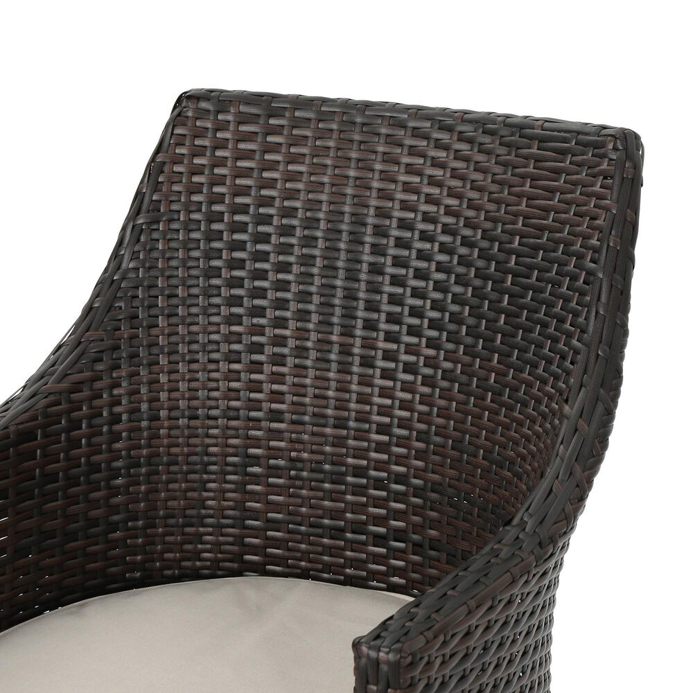 Hearth and Haven Hillhurst Outdoor Rattan Chair with Sloped Arms and Cushion in Brown &#40;Set of 2&#41;, , large