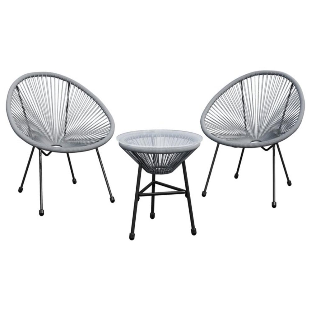 Hearth and Haven Acapulco 3-Piece Outdoor Bistro Set in Gray, , large