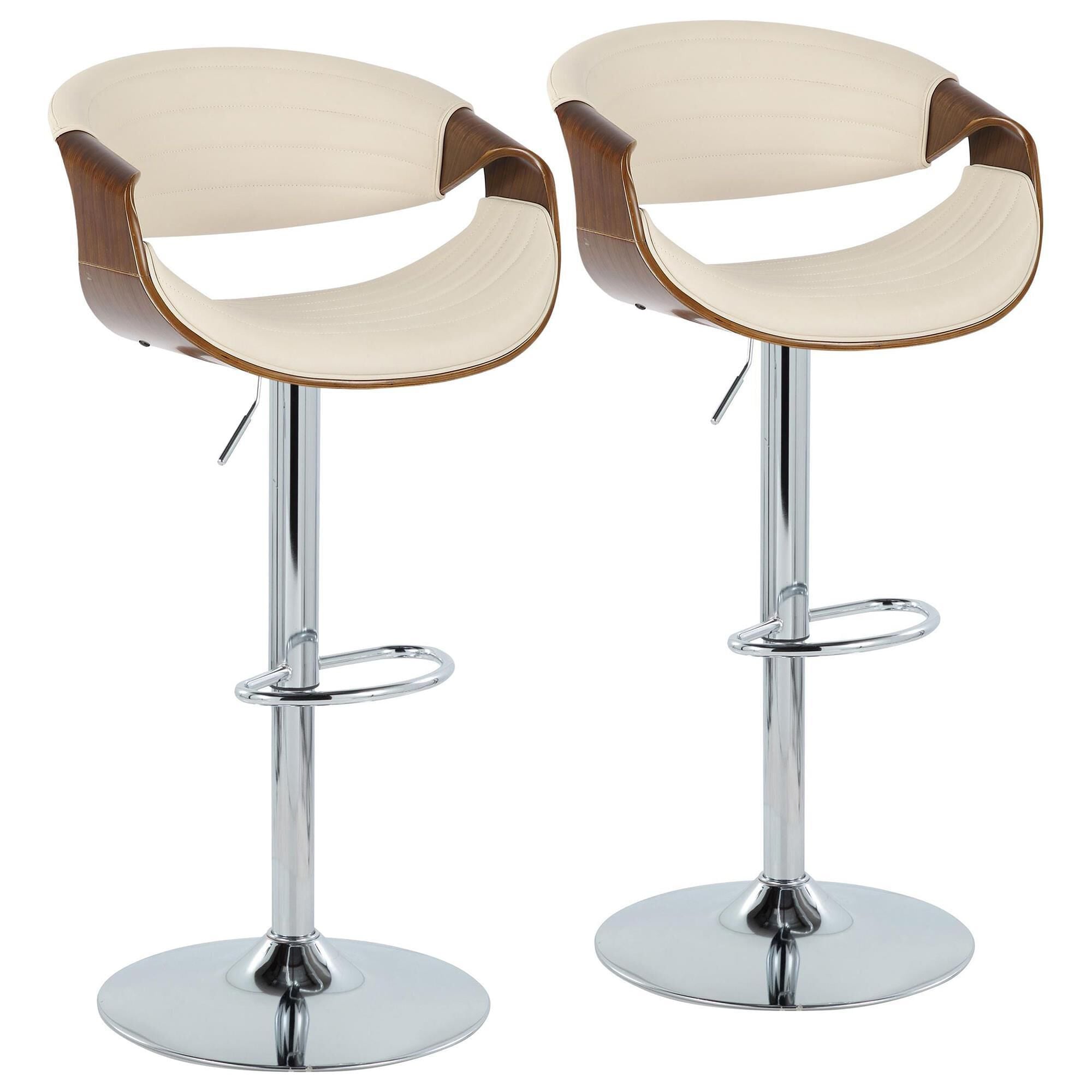 Lumisource Symphony Swivel Barstool with Cream Faux Leather in