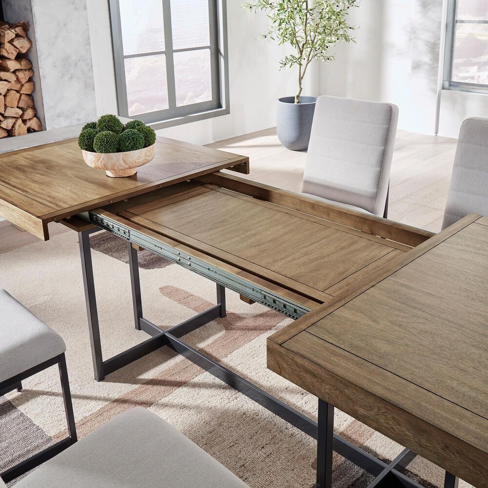 Ashley Tomtyn Dining Table in Light Brown and Gunmetal Gray - Table Only, , large