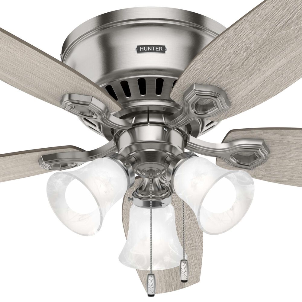 Hunter Builder Low Profile 52&quot; Ceiling Fan with Lights in Brushed Nickel, , large