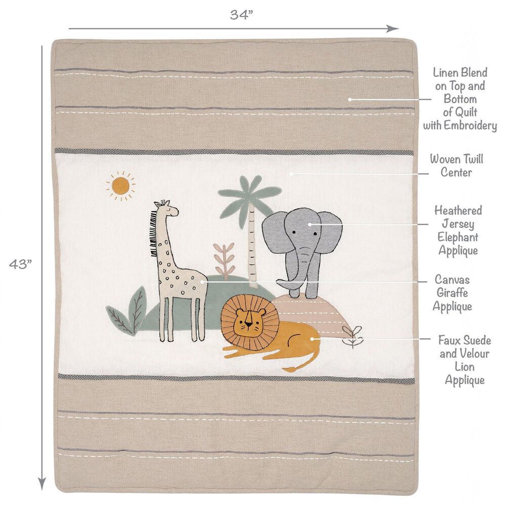 Lambs and Ivy Jungle Adventure 3-Piece Crib Bedding Set in Brown, Gray and White, , large