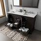 Lexora Home Dukes 60" Double Bathroom Vanity in Espresso with 2 cm White Quartz Top and Rectangular Sinks, , large