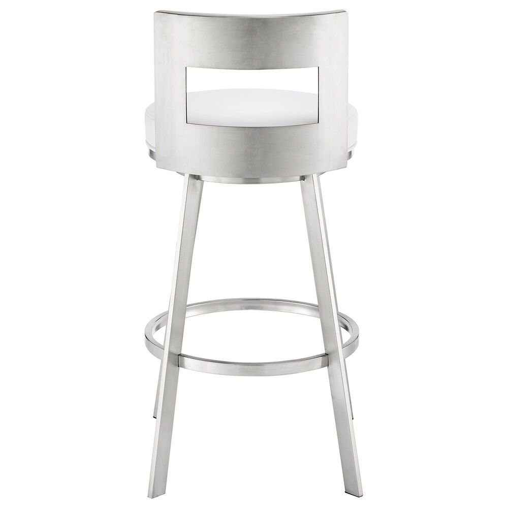 Blue River Flynn 26&quot; Swivel Counter Stool with White Cushion in Brushed Stainless Steel, , large