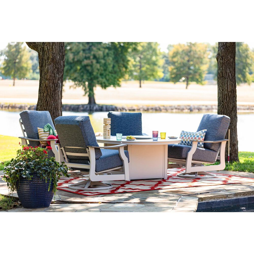 Telescope Casual Furniture St. Catherines 5-Piece Firepit Chat Set in Warm Grey and Restore Indigo, , large
