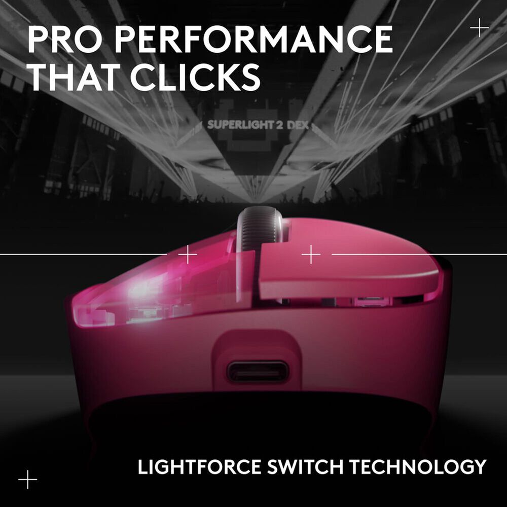 Logitech Pro X SuperLight 2 Dex Wireless Gaming Mouse in Magenta, , large
