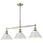 Golden Lighting Orwell 3-Light Linear Pendant with Dusky Blue Shade in Aged Brass, , large