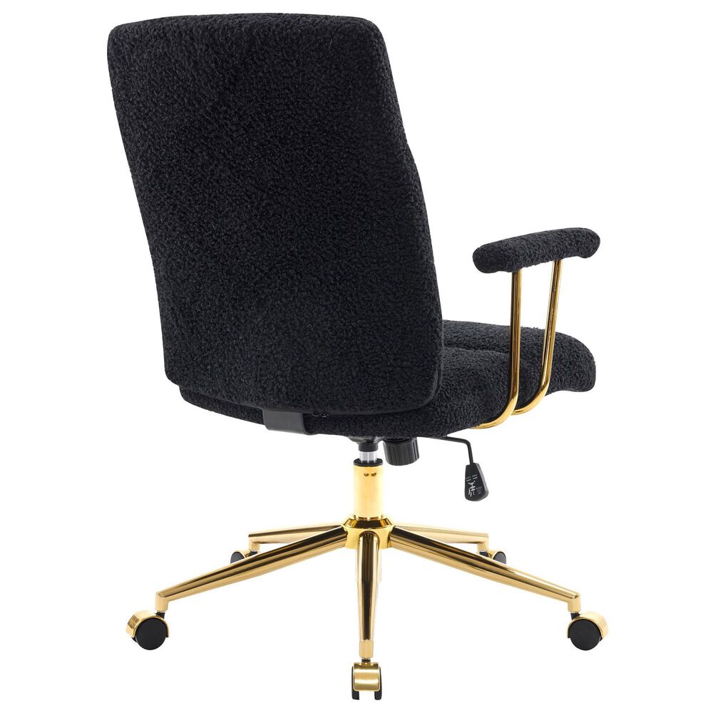 Rta Products Llc Elegant Textured Boucle Office Chair with Padded Arms in Black, , large