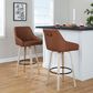 LumiSource Hannah Swivel Bar Stool with Camel Faux Leather Upholstery in Whitewashed and Black (Set of 2), , large