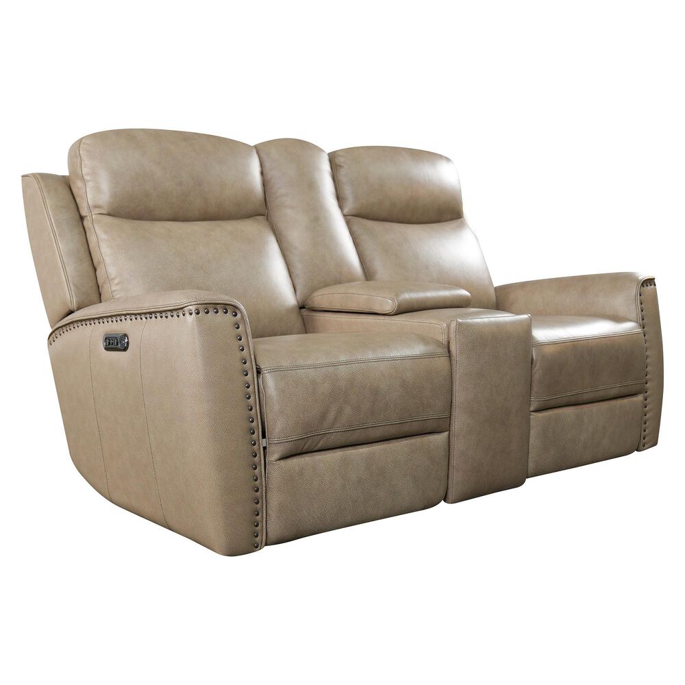 Bassett Douglas Leather Power Reclining Loveseat in Wheat, , large