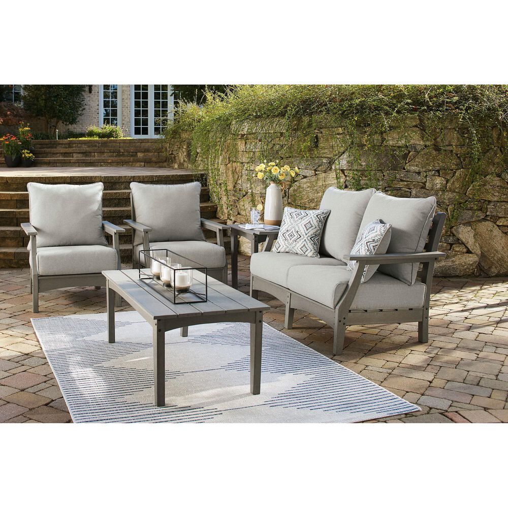 Ashley Visola Stationary Loveseat with Cushion in Gray, , large