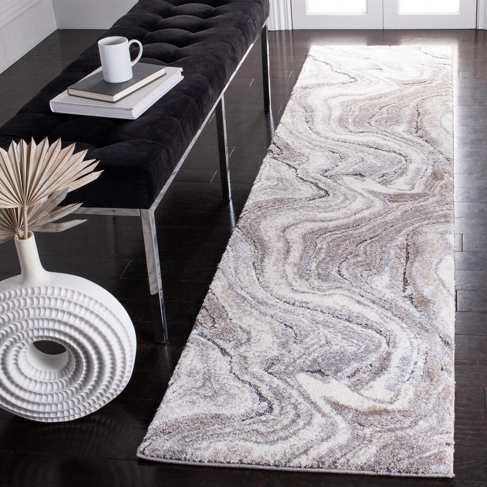 Safavieh Cyrus Shag CYR120G 2&#39;2&quot; x 9&#39; Grey and Beige Runner, , large