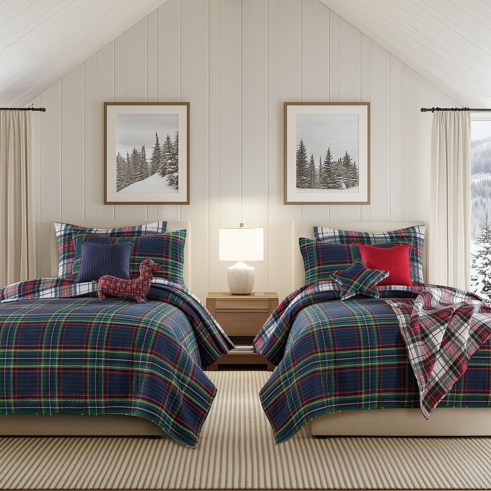 Levtex Spencer King Reversible Quilt in Navy, Red, Green, Gold and White, , large