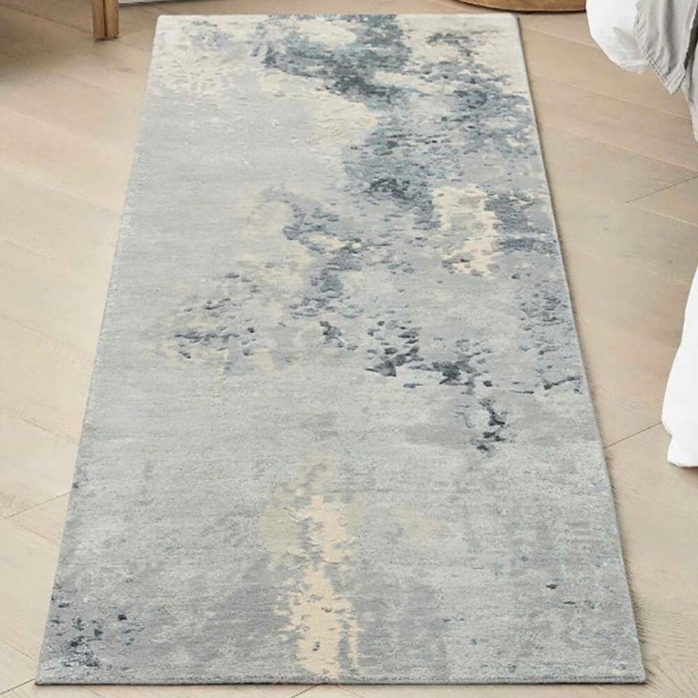 Nourison Silk Shadows 2&#39;3&quot; x 8&#39; Blue and Sky Runner, , large