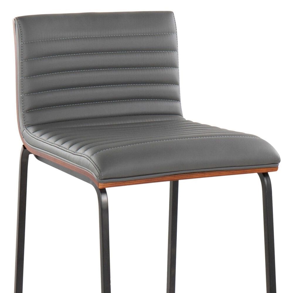 Lumisource Mason Mara Counter Stool with Grey Cushion in Black and Walnut &#40;Set of 2&#41;, , large