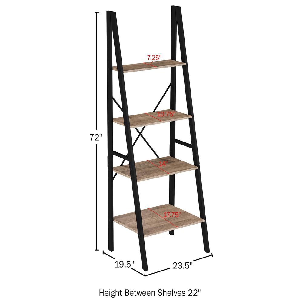 Timberlake Hastings Home 4-Tier Bookcase in Gray and Black, , large