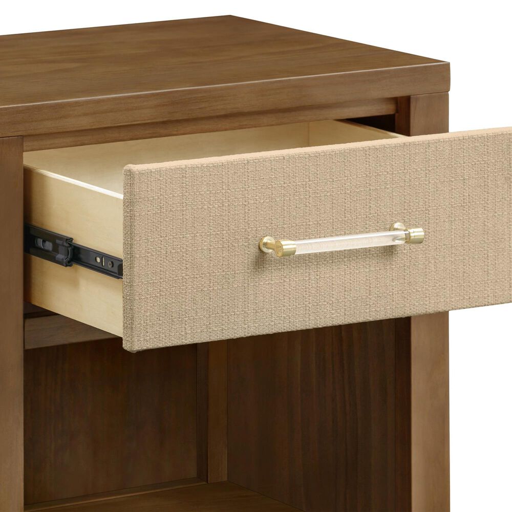 DaVinci Eloise Nightstand with Sand Upholstered Drawer in Natural Walnut, , large