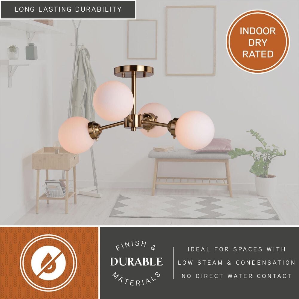 Vaxcel Orbit 4-Light Semi Flush Mount in Muted Brass, , large