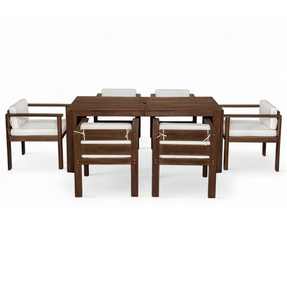 Hearth and Haven 7-Piece Outdoor Dining Set with Beige Cushions in Mocha, , large