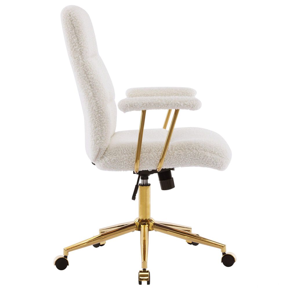 Rta Products Llc Elegant Textured Boucle Office Chair with Padded Arms in White, , large