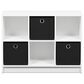 HOMLUX 6-Cube Bookshelf Bookcase with Black Storage Bins in White, , large