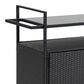 Hearth and Haven Patio Bar Cart with Glass Top and Storage Cabinet in Black, , large