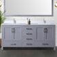 Lexora Home Jacques 72" Double Bathroom Vanity in Dark Grey with 2 cm White Cultured Marble Top and Rectangular Sinks, , large