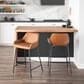 LumiSource Daniella 24" Counter Stool with Camel Upholstery in Black (Set of 2), , large
